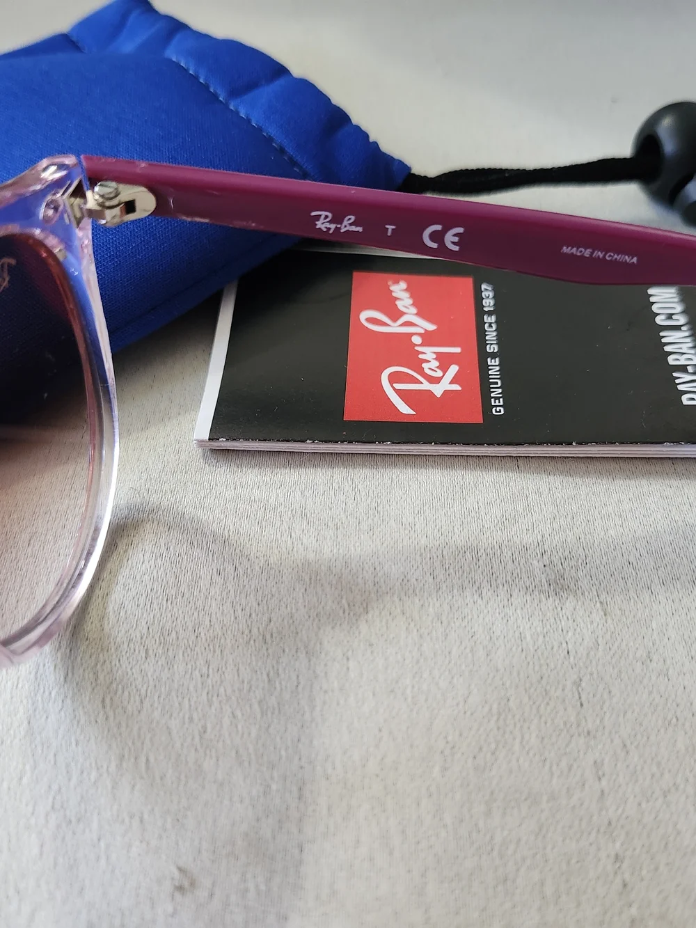 Ray-Ban Kids Transparent Pink Round Sunglasses with Rose Lenses